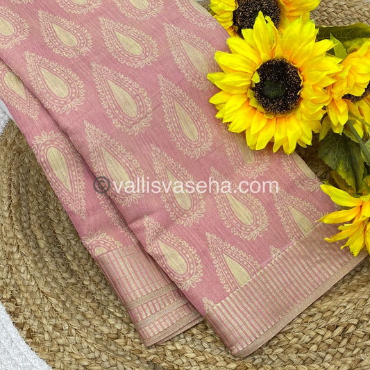 Semi Tussar Silk - Light Peach Shade - VVSTS006