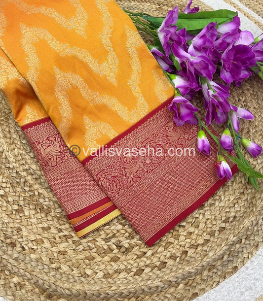 Semi Kanchi Silk - Mango Yellow & Red Shade  - VVSKS004