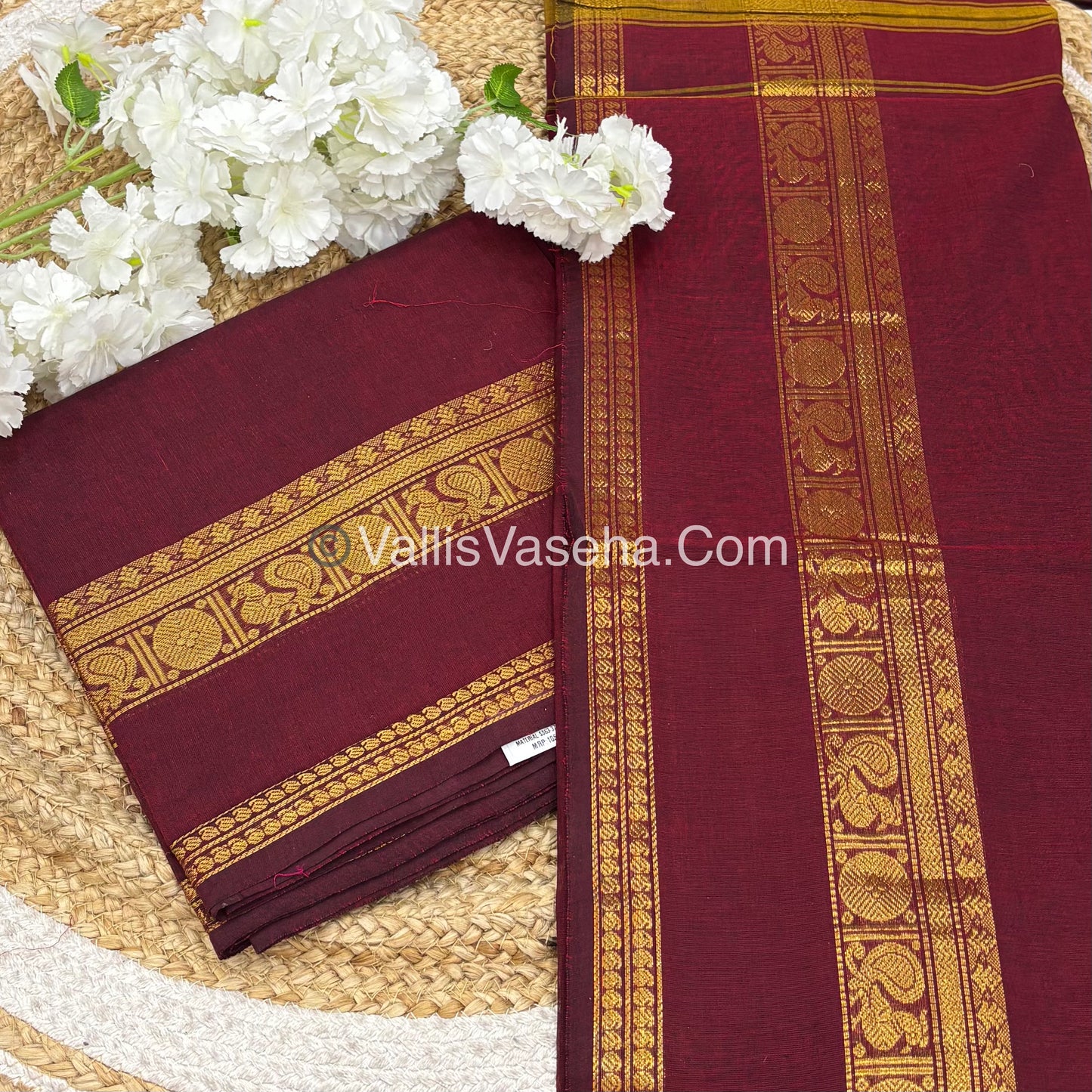 Unstitched Salwar Material -Kanchi Cotton - 2PCS Set - Maroon Shade  - VVUKM003