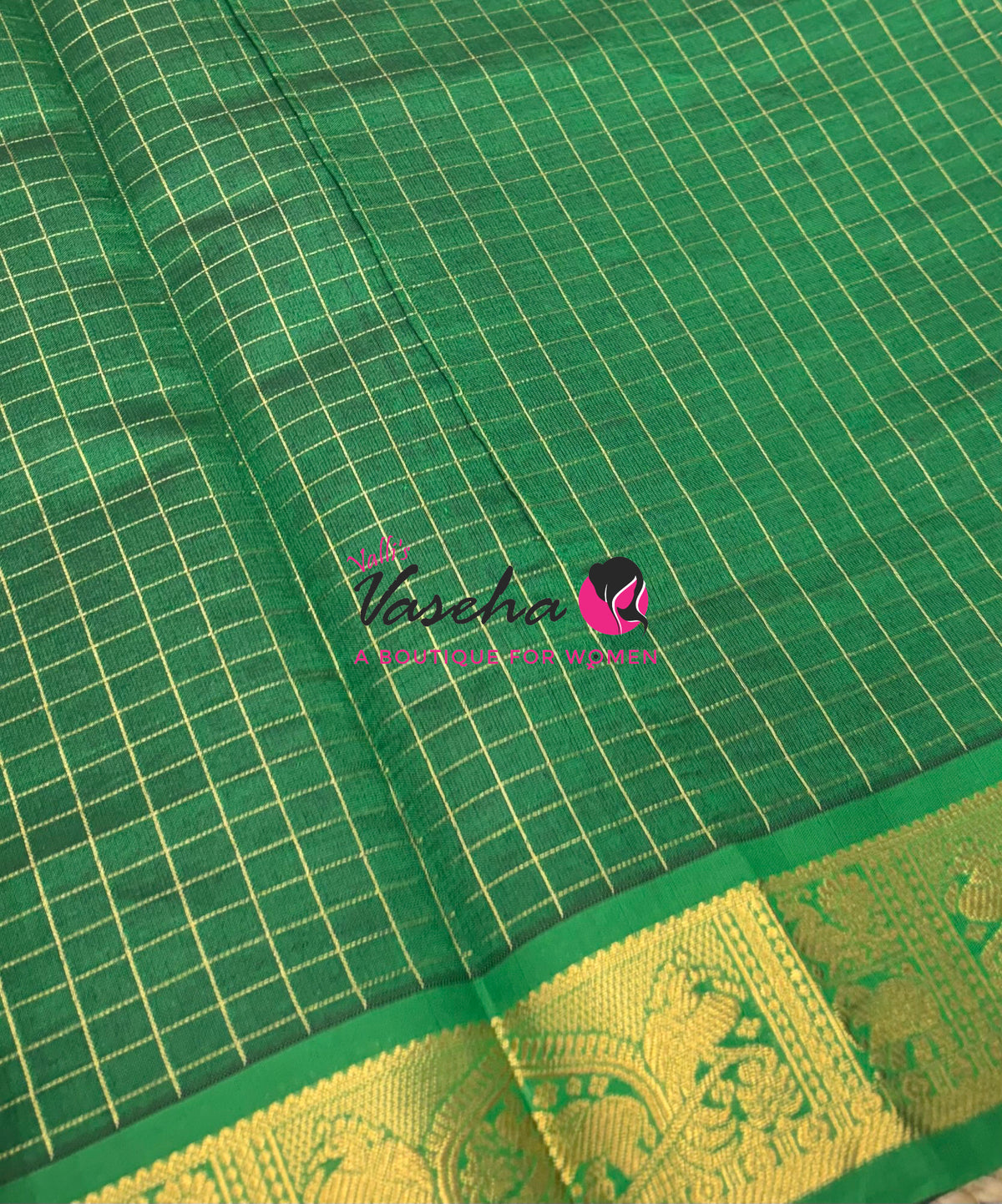 Semi Silk Cotton Saree - Checks Pattern - VVSSC019