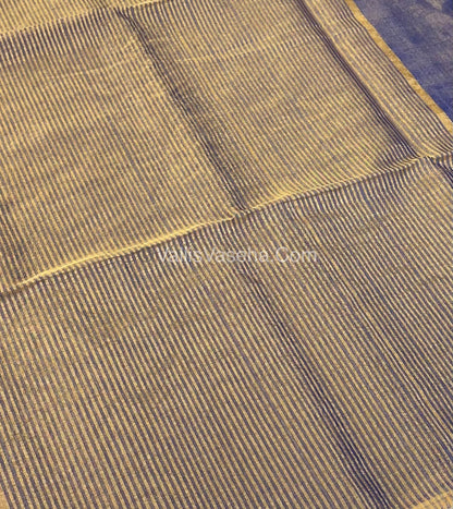 Pure Maheshwari Tissue Silk - Triple Tone Dark Blue & Gold Shade - VVMTS001