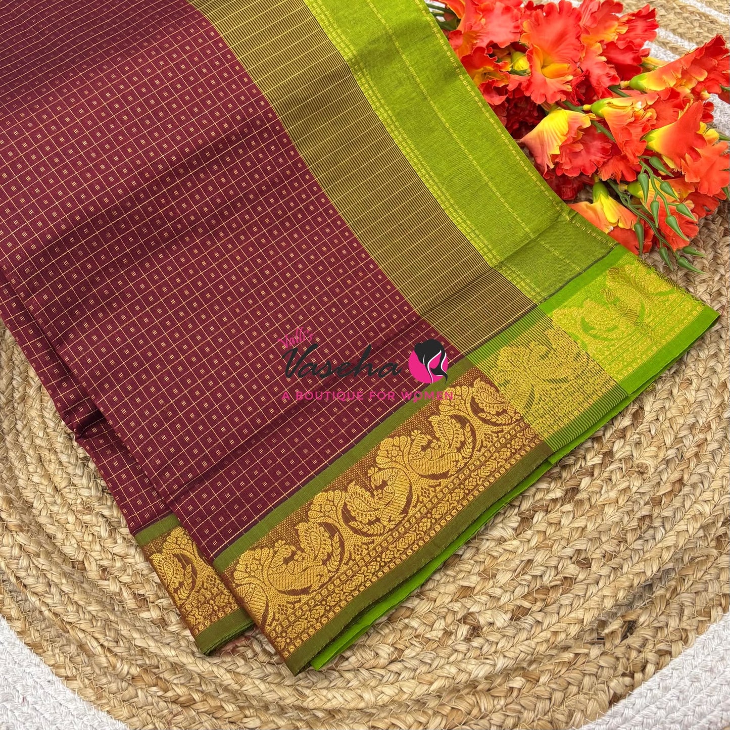 Semi Silk Cotton Saree Lakshadeepam Shade |VVSSC009