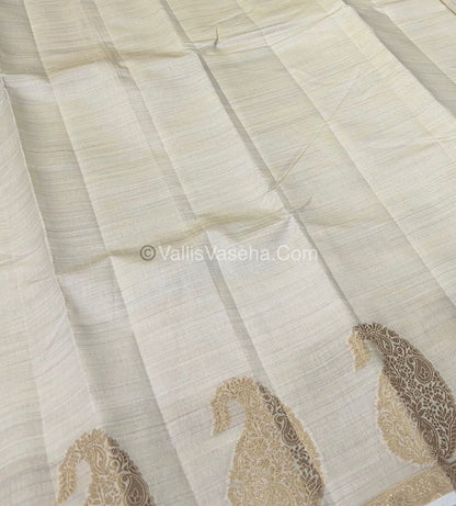 Semi Tussar Silk  - Cream Shade - Small Mango Butta - VVSTS002