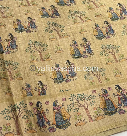 Semi Tussar Silk - Vairavoosi Design - Lavender & Cream Shade - VVSTS030