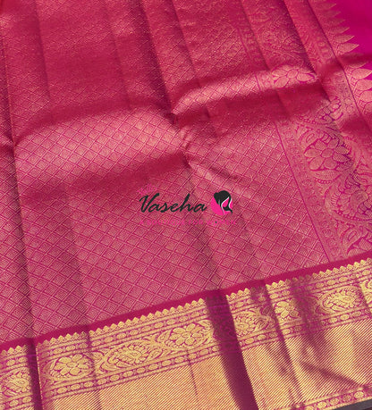 Pure Kanchipuram Silk Saree - Vairavoosi Design  - Pink Shade - VVPS059