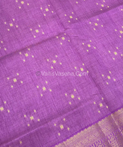 Semi Tussar Silk - Grand Pallu  - Lilac / Light Lavendar Shade - VVSTS031