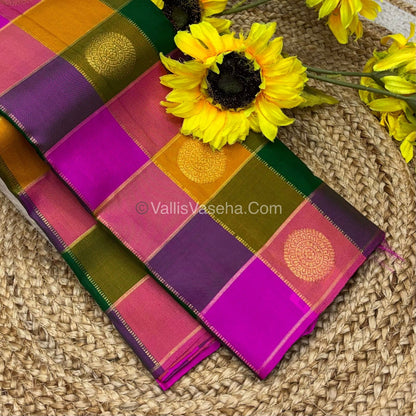 Pure Kanchipuram Silk Saree - Pazhum Pazhamum Checks - VVPS017