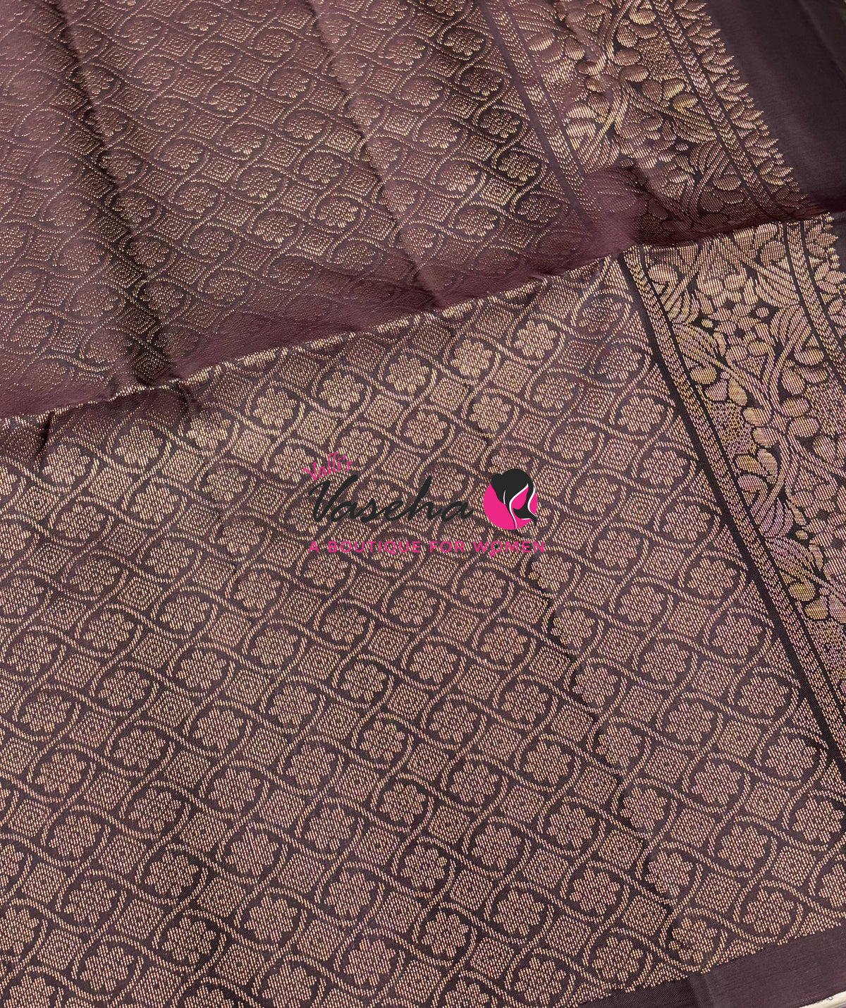 Pure Soft Silk Saree  - Vairavoosi Pattern - Pink With Brown - VVPSS095