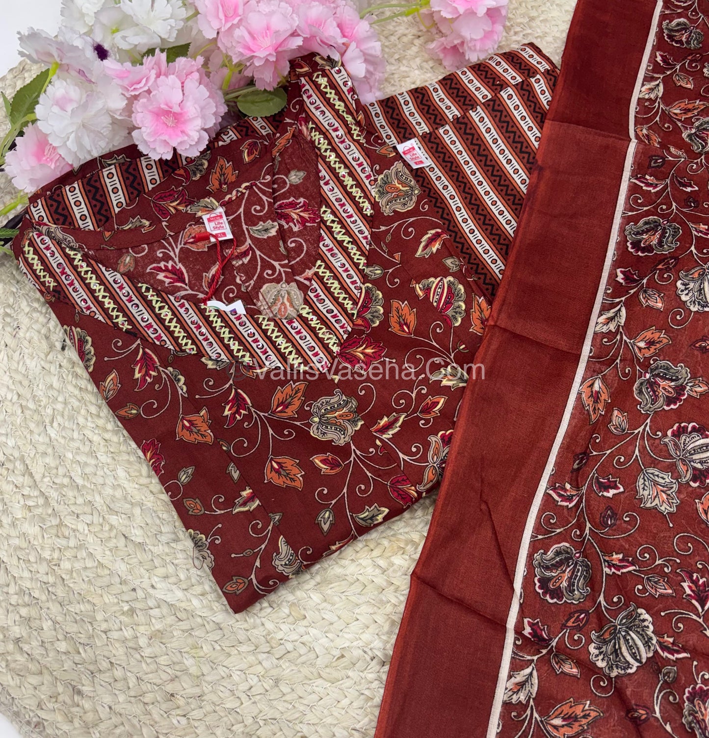 Ready Made - Anarkali - Salwar, Kameez & Duppatta(3pc)- Printed Cotton - VVAS006