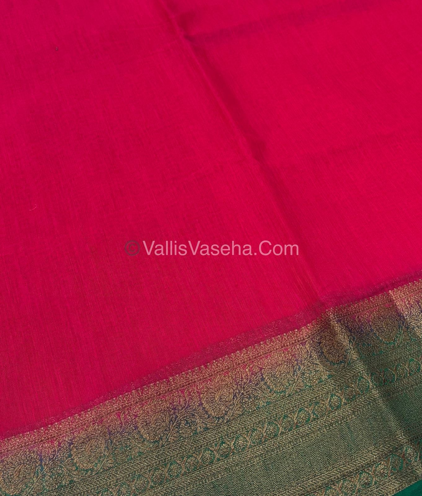 Bamboo Silk Saree -   Pink with Green Shade - VVBSS009