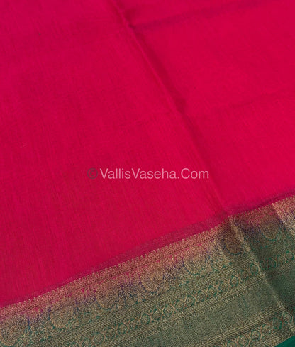 Bamboo Silk Saree -   Pink with Green Shade - VVBSS009