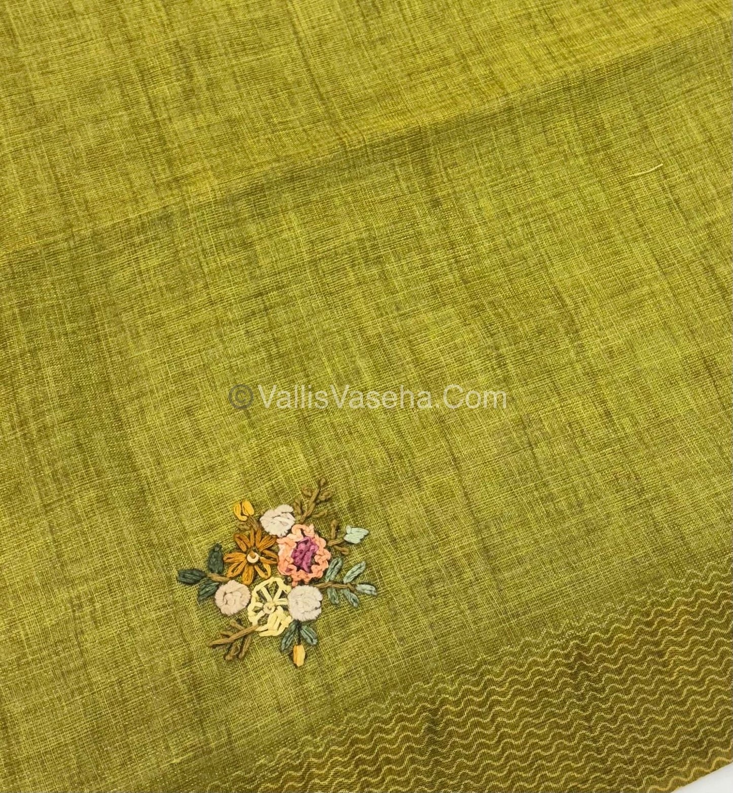 French Knot - Tissue Saree - Green Shade - VVLFN009