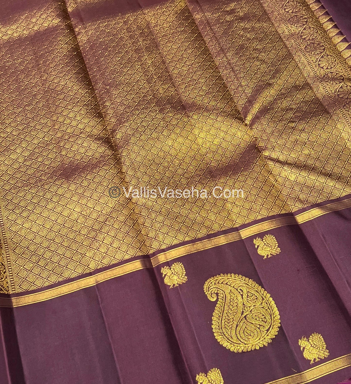 Pure Kanchipuram Silk Saree - Rust Orange With Wine Brown Shade  - VVPS022