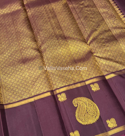 Pure Kanchipuram Silk Saree - Rust Orange With Wine Brown Shade  - VVPS022