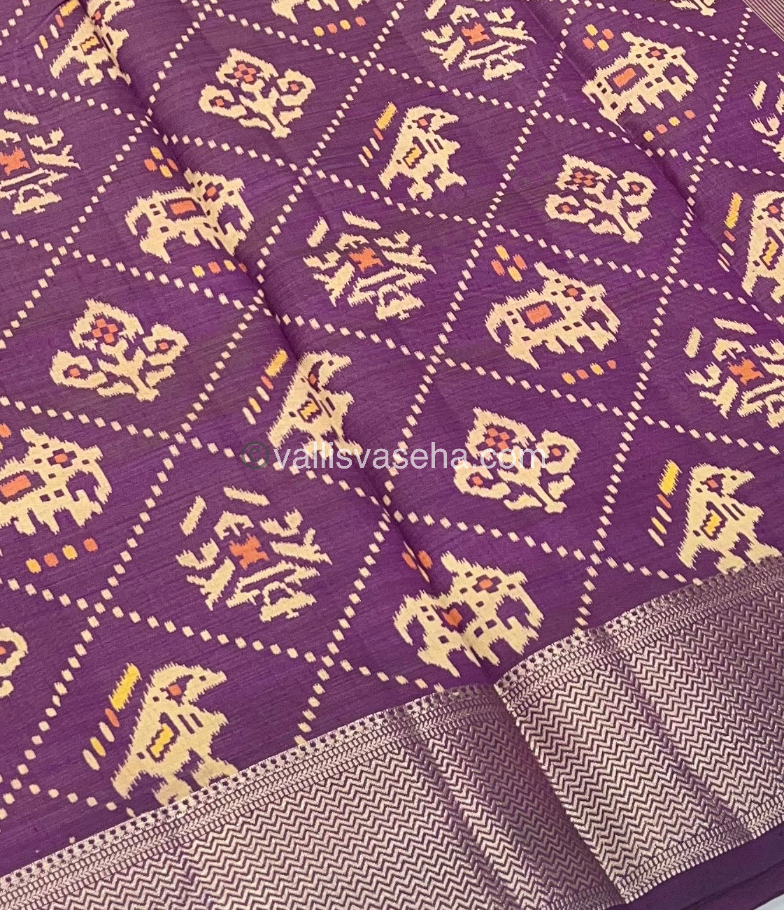 Semi Tussar Silk Saree - Ikkat / Pochampally Design - Purple Shade - VVSTS034
