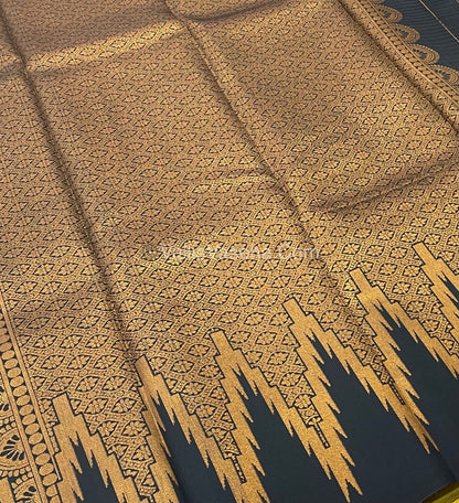 Kanchi Semi Silk  - Yellow with Black  - VVKSS003