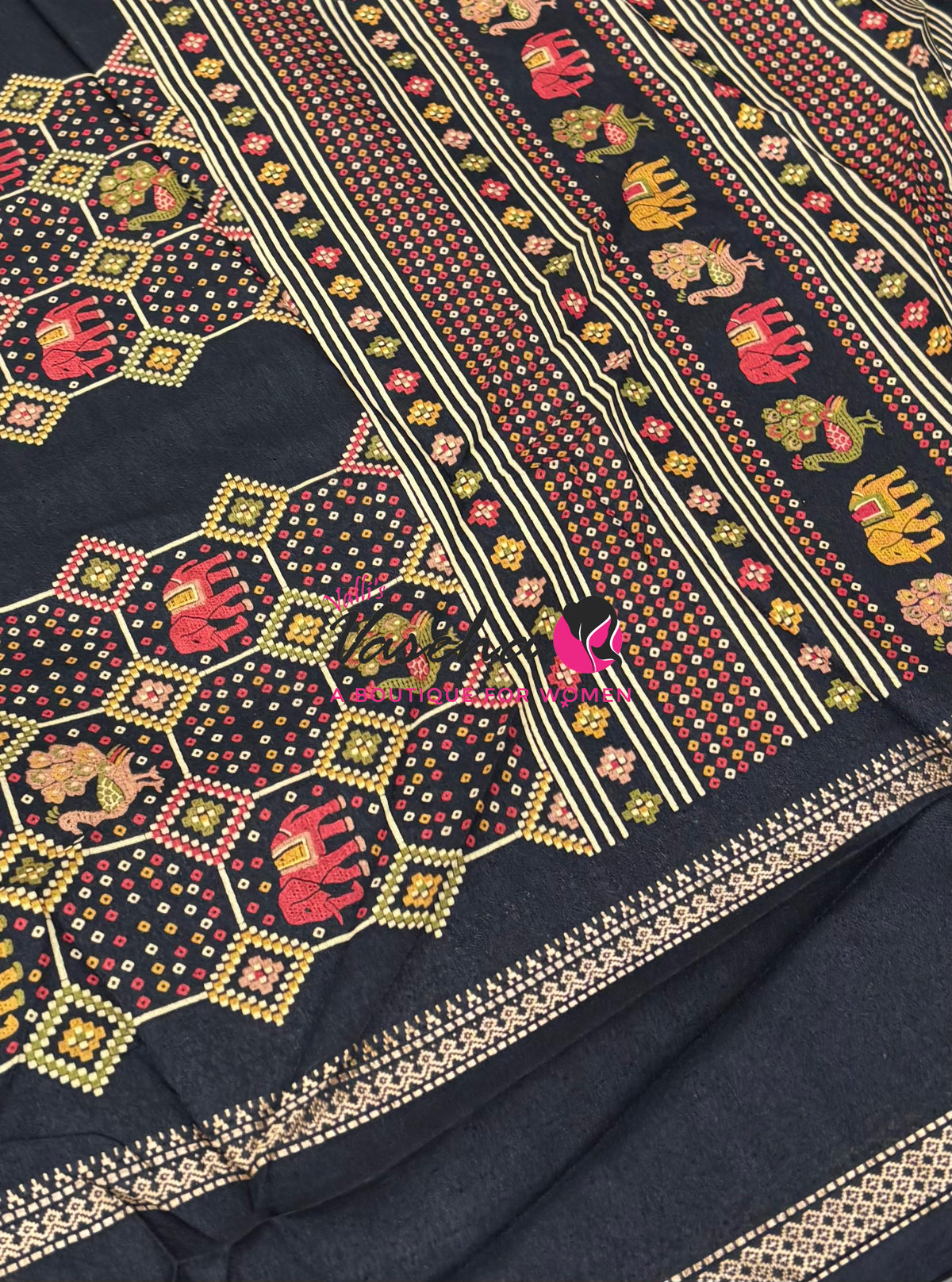 Casual Wear - Semi Printed Silk - Fancy Mixed Variety - Black - VVFMC008