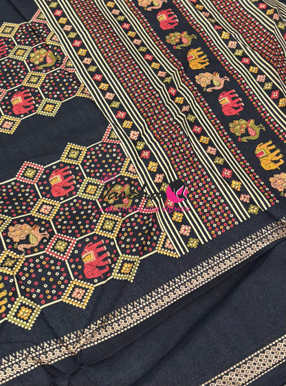 Casual Wear - Semi Printed Silk - Fancy Mixed Variety - Black - VVFMC008