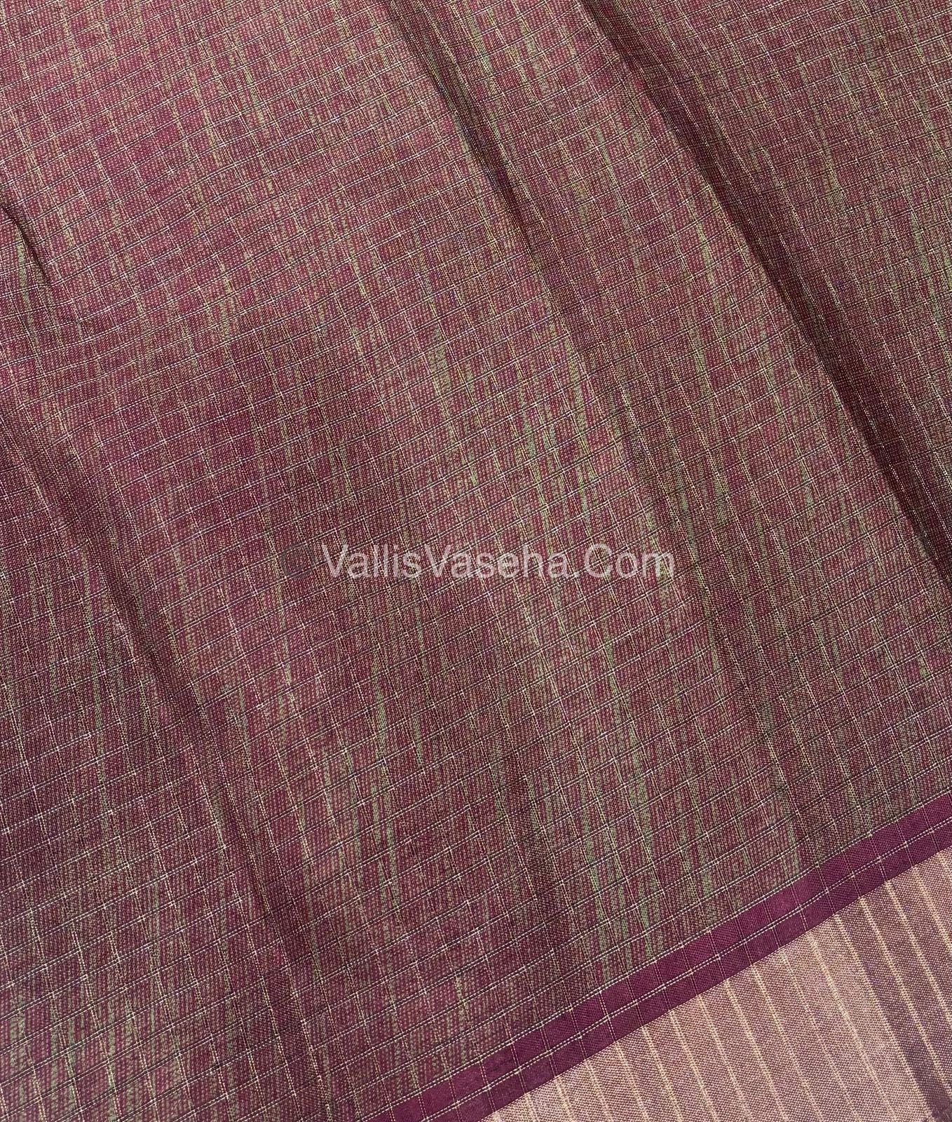 Light Weight Fancy Mixed Kota Cotton - Varli Design Printed Saree - Wine Shade - VVKPC001