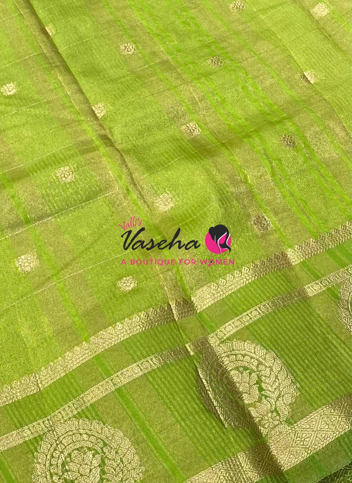 Semi Tussar Silk Saree | Parrot Green Shade |VVSTS060