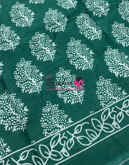 Pure Soft Mul Mul Cotton Sarees - Hand Block Prints - VVMMC011