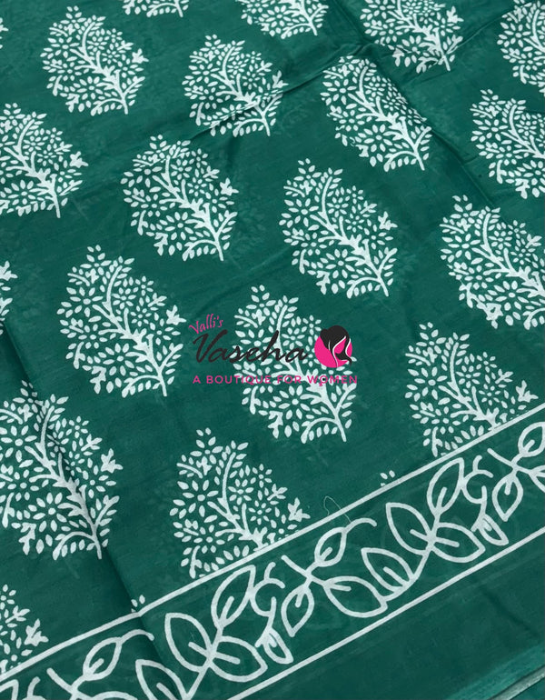 Pure Soft Mul Mul Cotton Sarees - Hand Block Prints - VVMMC011