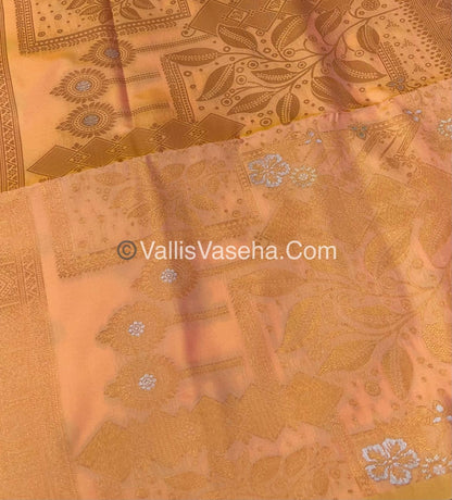Semi Soft Silk - Border less - Double tone Orangish Yellow Shade -VVSSS007