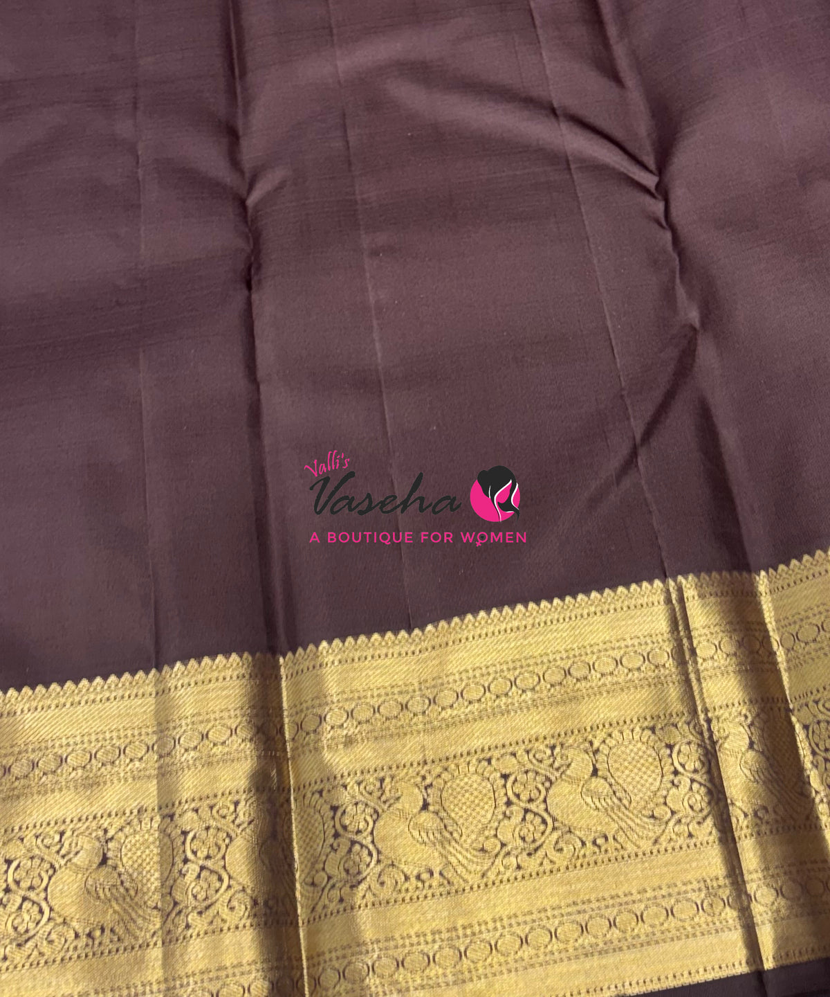 Pure Kanchipuram Silk Saree - Purplish Pink With Brown - VVPS094