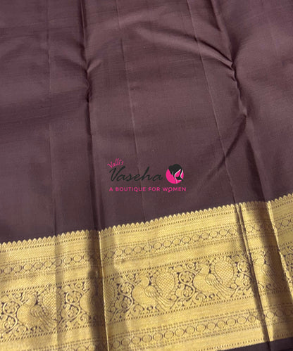 Pure Kanchipuram Silk Saree - Purplish Pink With Brown - VVPS094