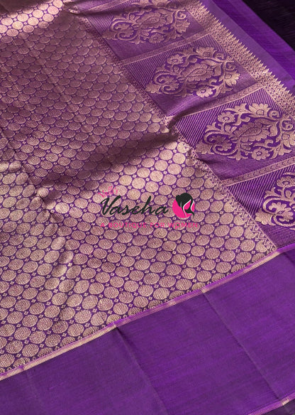 Pure Kanchipuram Silk Saree - Lavender & Purple Shade  - VVPS073