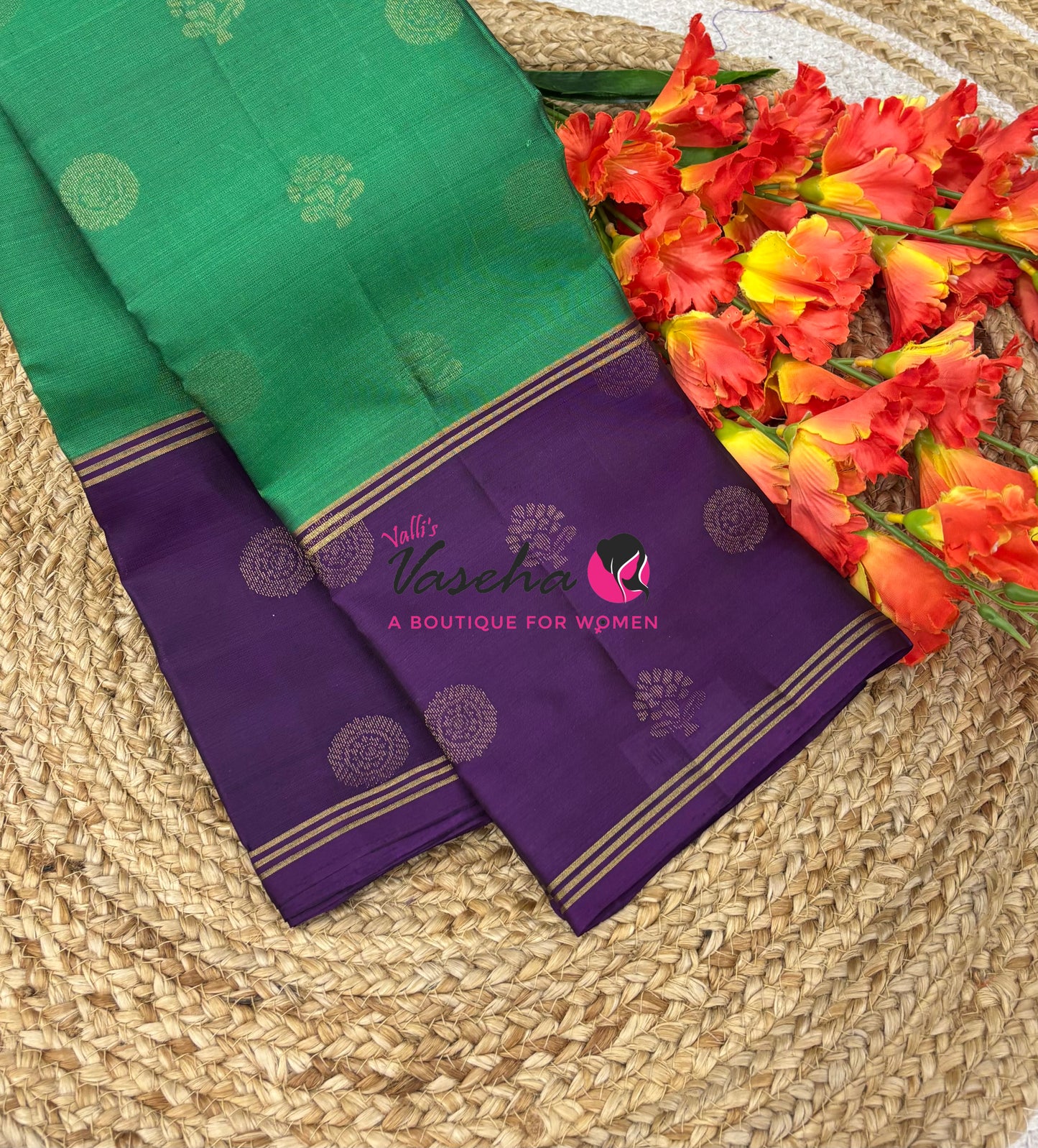 Half Mix - Pure Soft Silk Saree - Long Retta Petta Border with Butta - VVPSS105