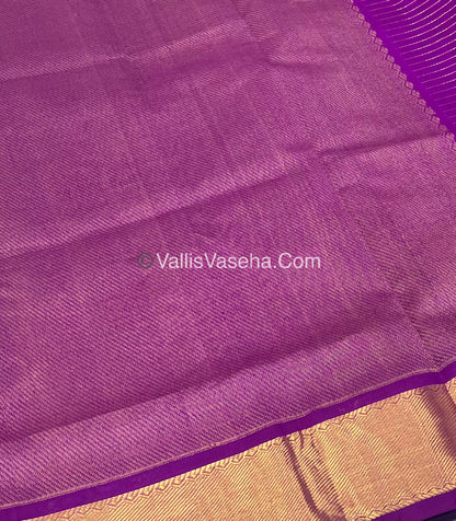 Pure Silk Cotton Saree - Mayil & Chakkaram Design - Blue With Purple Shade - VVMC002