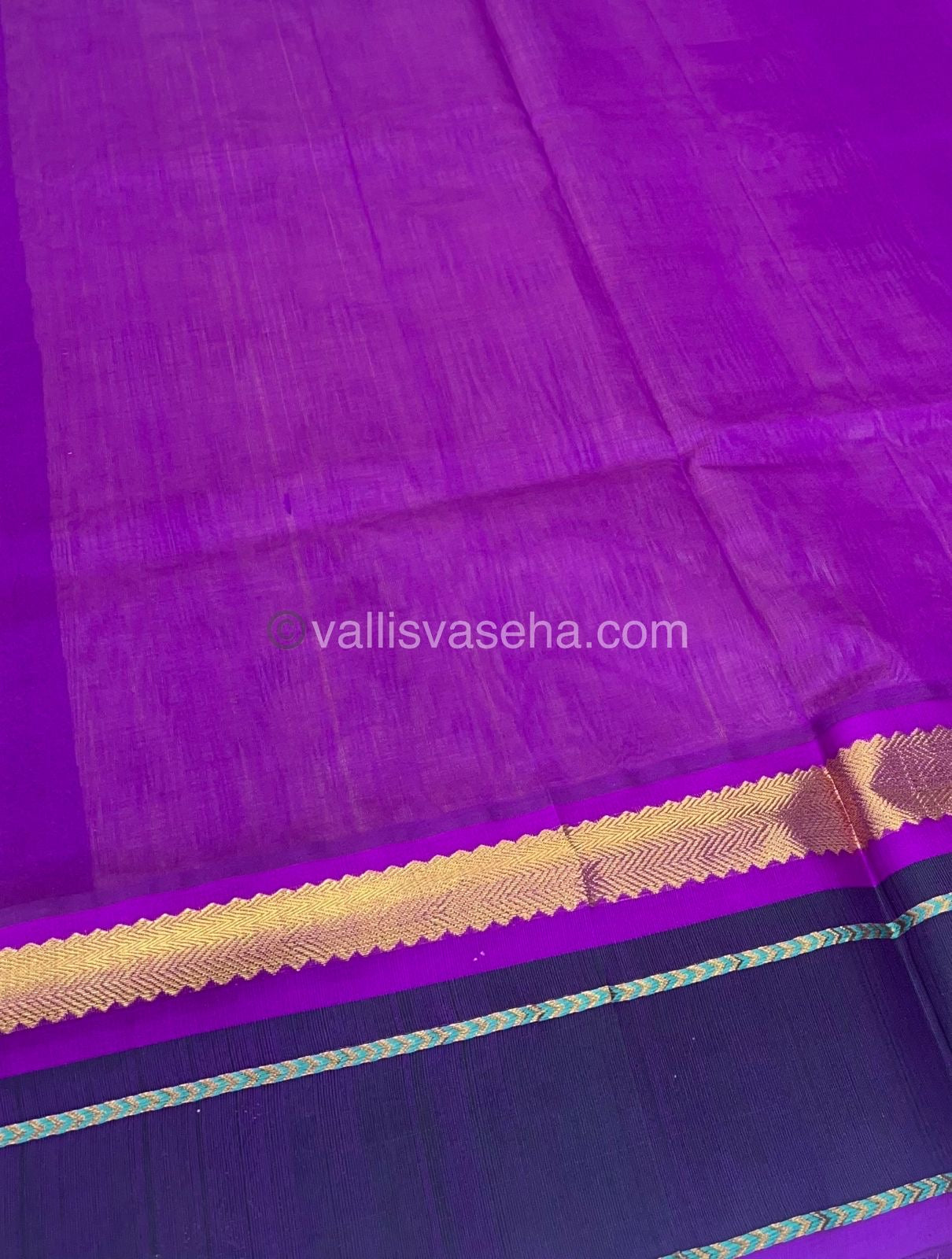 Pure Korvai Silk Cotton With Peacock Butta Border - VVKSC017