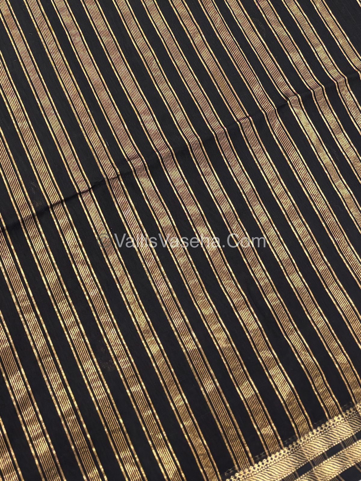 Pure Maheshwari Silk Cotton Saree - Black Color - VVMSC007