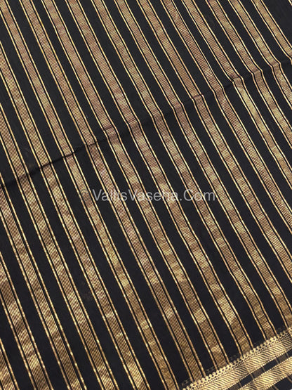 Pure Maheshwari Silk Cotton Saree - Black Color - VVMSC007