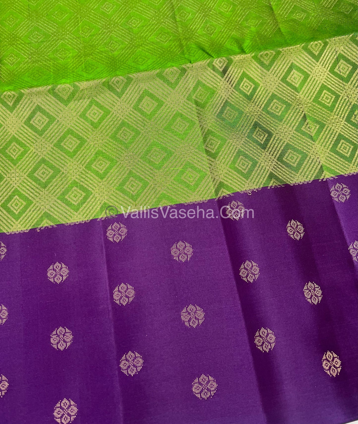 Pure Soft Silk Saree - Green With Purple Shade - VVPSS063