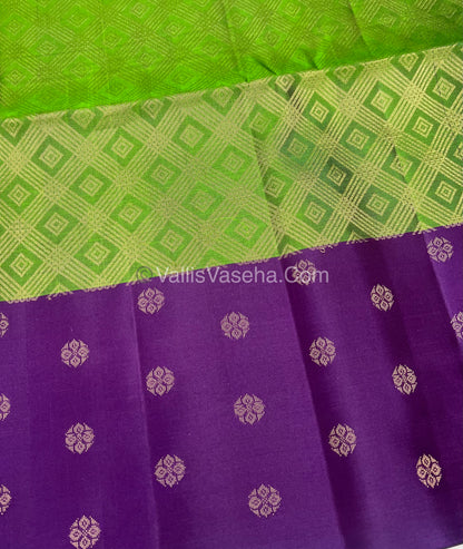 Pure Soft Silk Saree - Green With Purple Shade - VVPSS063