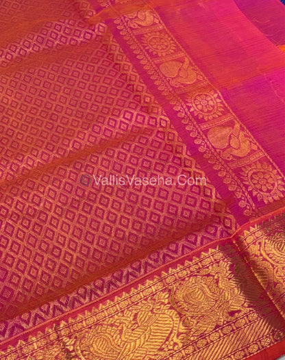 Pure Silk Cotton Saree - Vairavoosi checks - Mayil & Chakkaram - VVMCV002