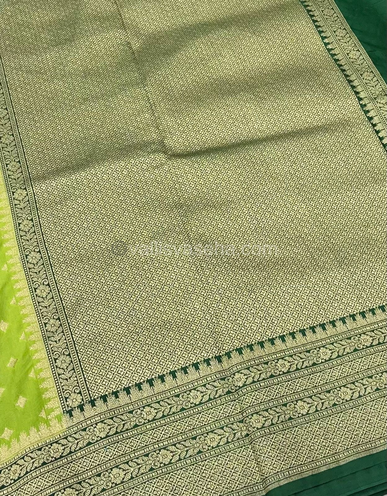 Banarasi - Premium Kathan Silk Saree - Green with Green - VVPKS002