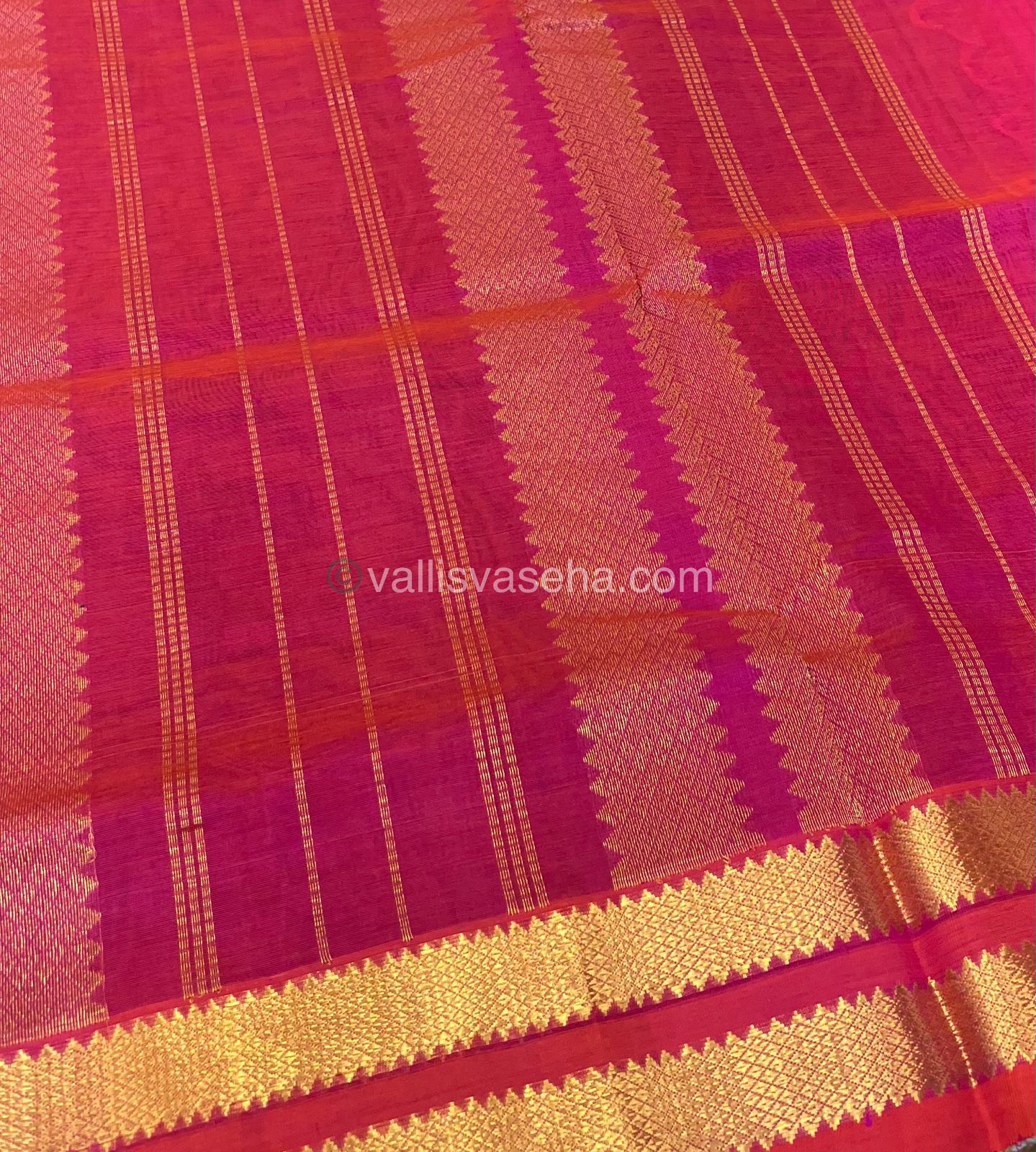 Pure Silk Cotton Sarees - Royal Blue With Pink - VVPSC003