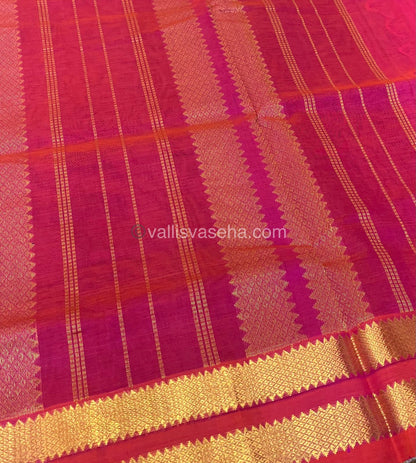 Pure Silk Cotton Sarees - Royal Blue With Pink - VVPSC003