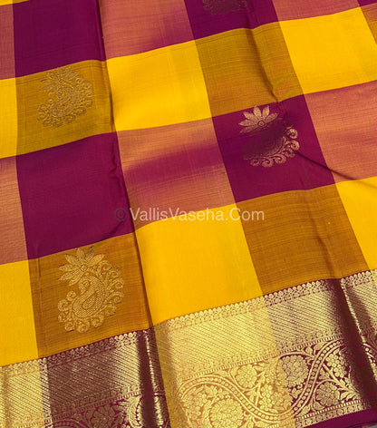 Pure Kanchipuram Silk Saree - Pazhum Pazhamum Checks - VVPS017