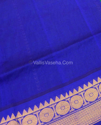 Semi Silk Cotton Saree - Green  With Blue Shade - VVSSC005
