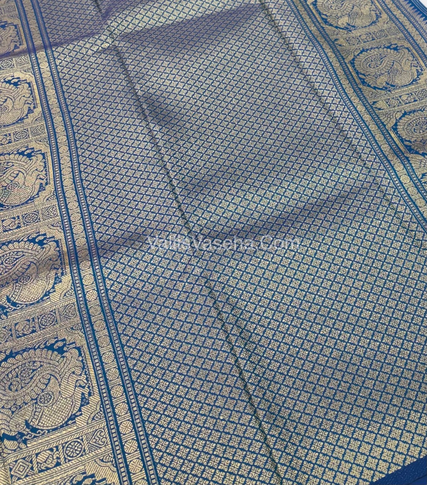 Semi Soft Silk - Border less - Blue Shade -VVSSS026