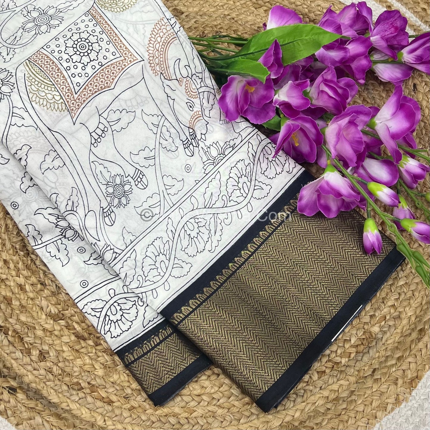 Semi Binny / Semi Crepe Silk - White & Black - VVSBS005