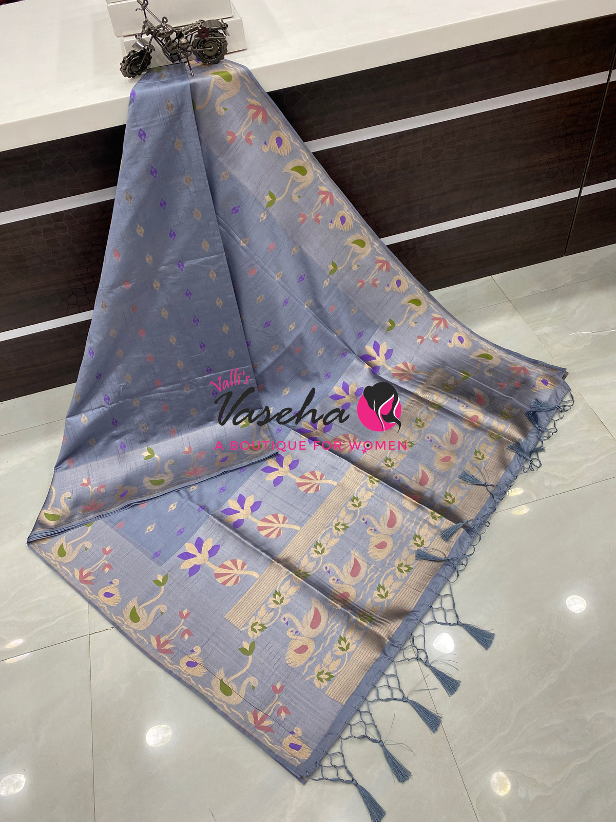 Banarasi - Heritage Meenakari Silk - Grey Shade - VVBHS013