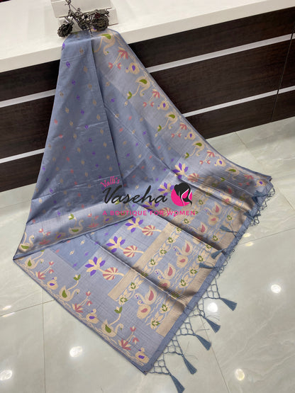 Banarasi - Heritage Meenakari Silk - Grey Shade - VVBHS013