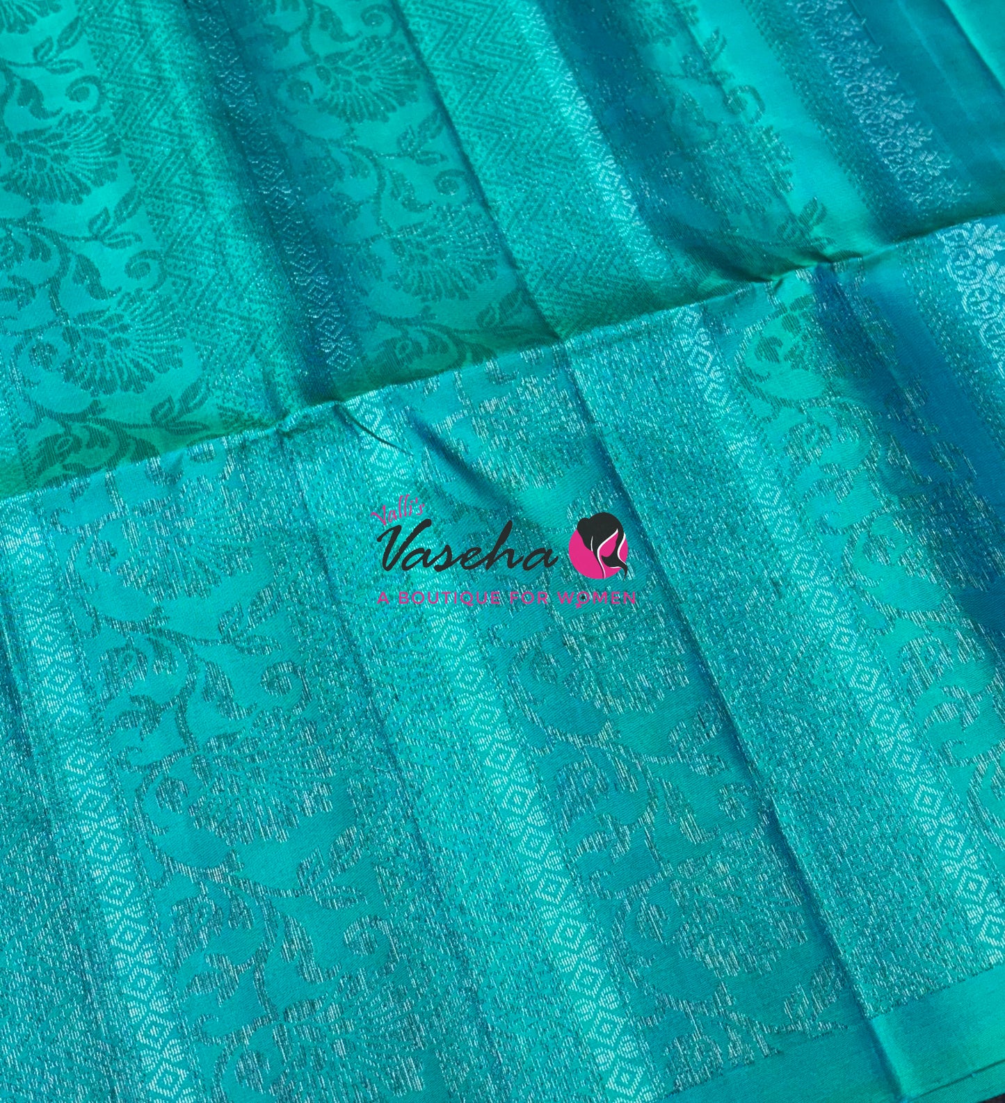 Pure Soft Silk Saree - Border Less - Turquoise Blue Shade - VVPSS081