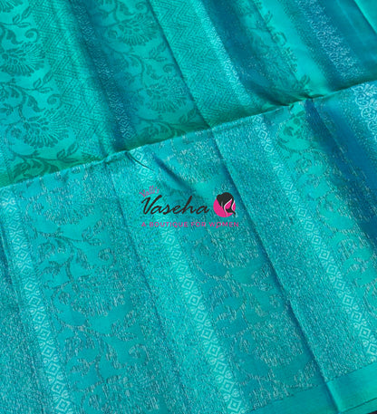 Pure Soft Silk Saree - Border Less - Turquoise Blue Shade - VVPSS081