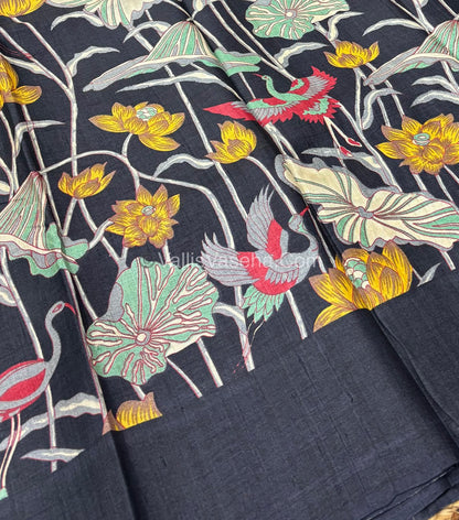 Pure Tussar Silk - Black With Black Shade - VVPTS001